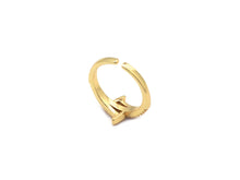 Load image into Gallery viewer, Clear CZ Gold T Wrap Adjustable Ring, Sku#X354