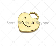 Load image into Gallery viewer, 18K Dainty Gold Smiley Face On Heart Lock Shape Pendant/Charm, Necklace Bracelet Charm Pendant,15x13mm, Sku#LK233