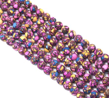 Load image into Gallery viewer, Purple Yellow Blue Imperial Jasper Round Smooth Beads, 10mm, Sku#U1489
