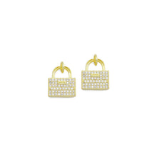Load image into Gallery viewer, Clear CZ Gold Lock Pad Charm Pendant,Sku#LD732