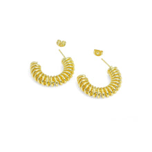 Load image into Gallery viewer, Gold Silver Swirl Spring Half Circle Earrings, Sku#A240