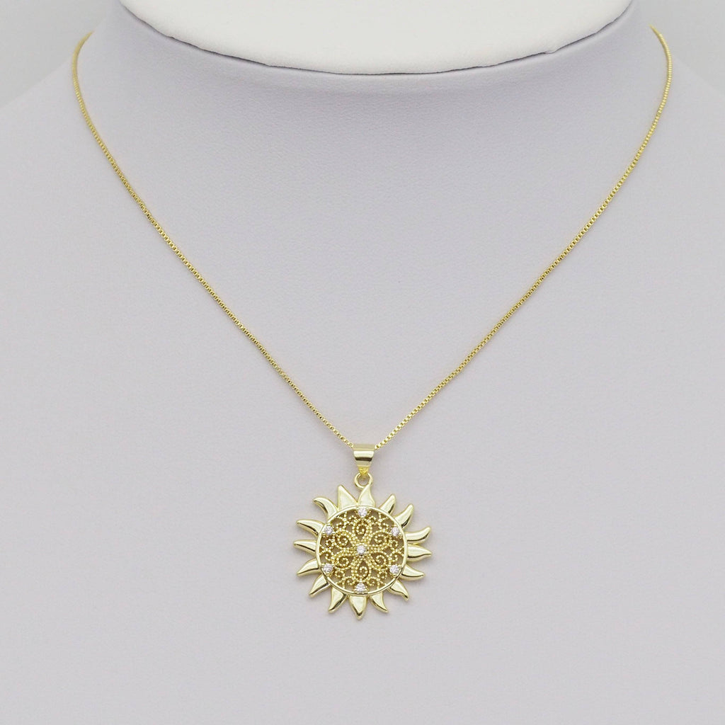 Clear CZ Filigree Flower Sun Charm, Sku#LX370