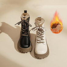 Load image into Gallery viewer, Women's Fleece-Lined Chunky Heel Dr. Boots | Sequin Mid-Calf Side Zipper