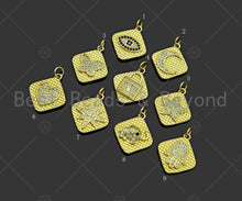 Load image into Gallery viewer, Gold Filled CZ Micro Pave Evil Eye Moon Heart Star Lock Medallion Pendant, 18K Gold Filled Charm,Necklace Bracelet Pendant,17x20mm,Sku#LK325