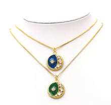 Load image into Gallery viewer, Clear CZ  Enamel Moon Star Charm, Sku#F1456C
