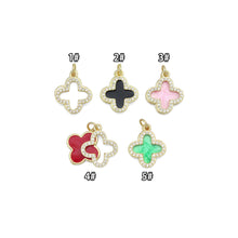 Load image into Gallery viewer, Double CZ Enamel Flower Charm Pendant, Sku#LD704