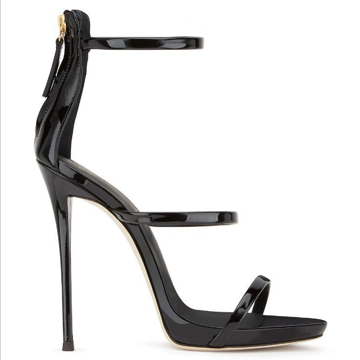 High Heel Fish Mouth Ankle Strap Stiletto Pumps
