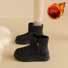 Load image into Gallery viewer, Women's Fleece-Lined Snow Boots | Warm Winter Boots with Side Zipper | Khaki Beige Black