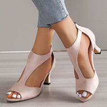Load image into Gallery viewer, Women's Peep-Toe Platform Sandals | Back Zipper Open-Toe Heels