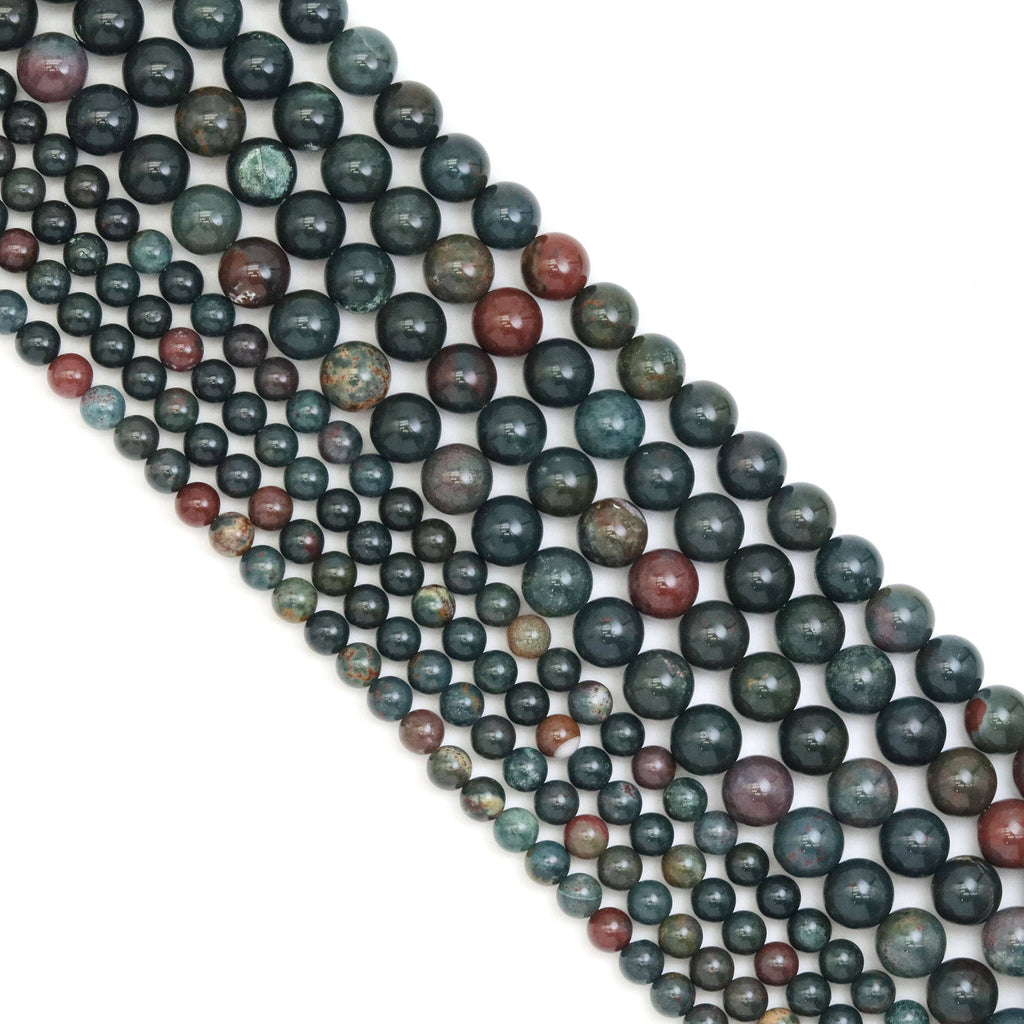 Genuine Bloodstone Round Smooth Beads, Sku#U1878