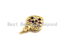Load image into Gallery viewer, CZ Colorful Micro Pave Puffy Heart Pendant, Heart Shaped Pave Pendant, Gold plated,9x11mm, Sku#F827