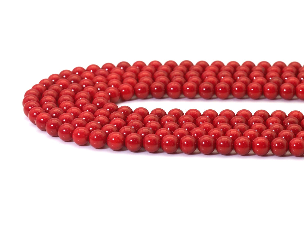 Natural High Quality Red Coral Round Smooth Beads, Sku#U1494