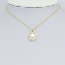 Load image into Gallery viewer, White Pearl Gold Oval Charm Pendant, Sku#LK1109