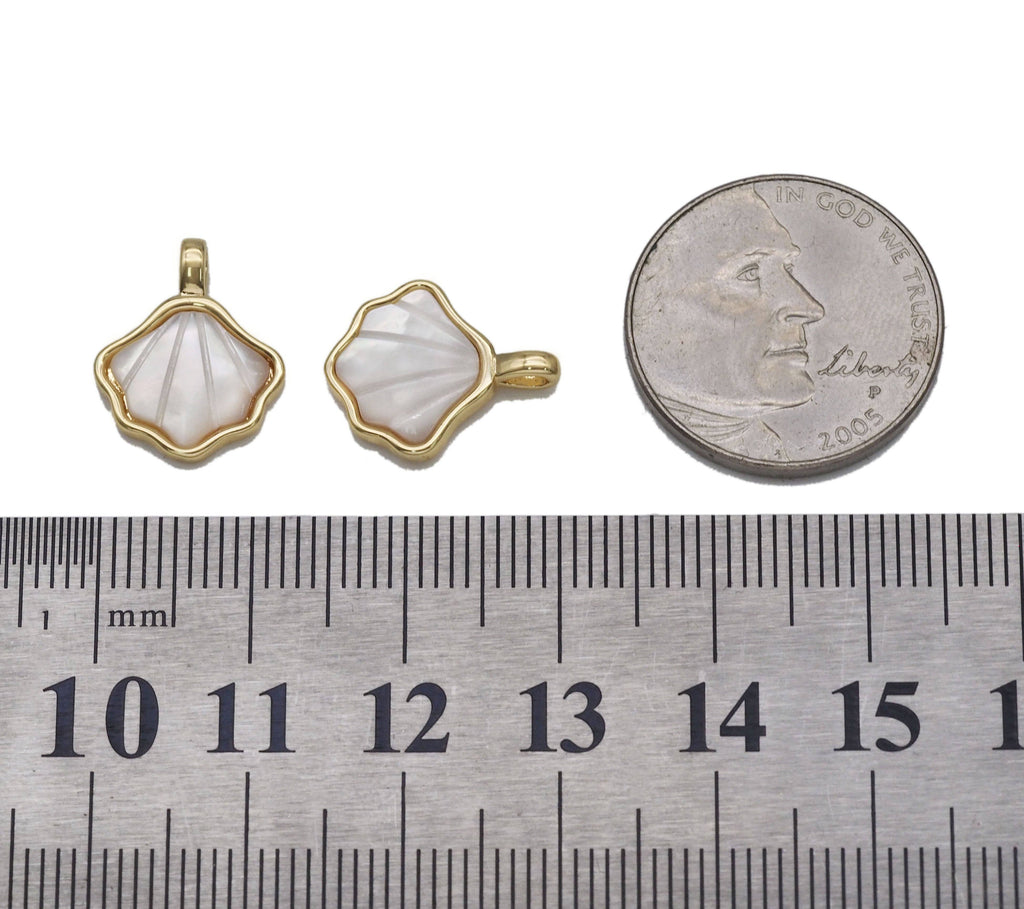 Gold White MOP Shell Charm, Sku#LX86