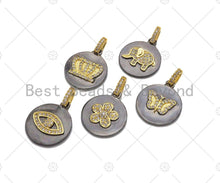 Load image into Gallery viewer, CZ  Evil Eye Crown Butterfly Elephant Coin Pendant, sku#L278