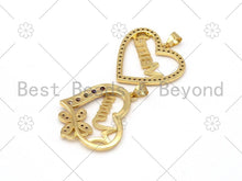 Load image into Gallery viewer, CZ Micro Pave MAMA On Heart Shape Pendant,18K Gold Filled Mama Charm,Mother's Day Necklace Bracelet Charm Pendant,27x25mm,Sku#LK388