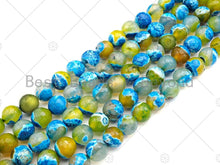 Load image into Gallery viewer, Natural Blue Yellow Fire Agate Round Faceted Beads, 8mm/10mm