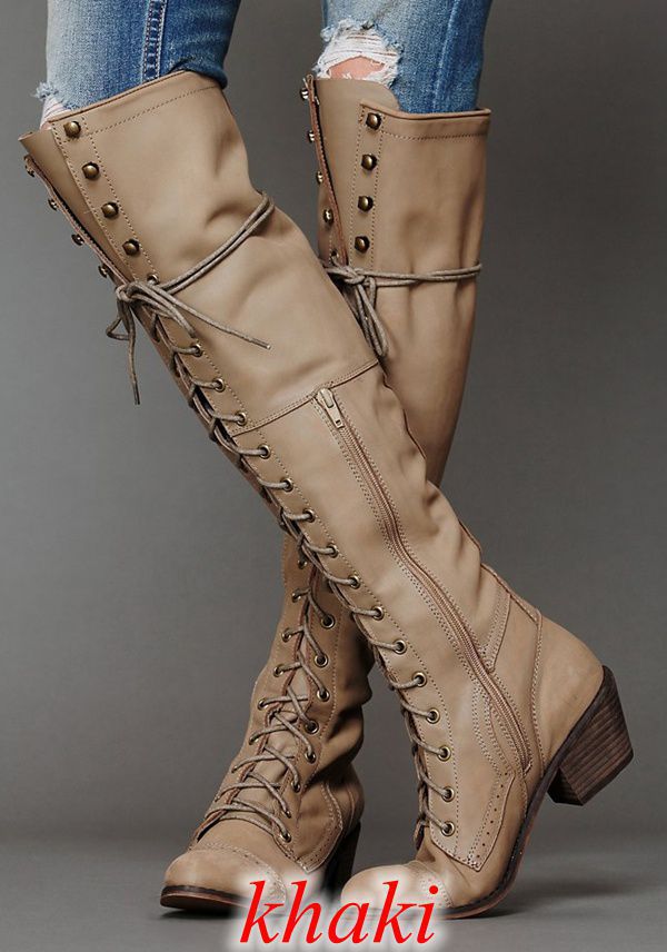 Women's Over-the-Knee Boots – PU Leather Round-Toe High-Shaft Boots with Side Zipper