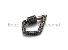 Load image into Gallery viewer, Fully Clear CZ Micro pave Drop Shape Clasp, CZ Pave Clasp, Antique Silver Color Carabiner Clasp, 17x25mm, sku#H178