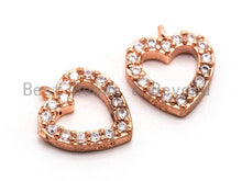 Load image into Gallery viewer, CZ Micro Pave Heart Pendant/Charm, Cubic Zirconia Pave Heart Shape Charm, Fashion Jewelry Findings, Gold/Silver/Rose Gold 9x10mm, sku#B73
