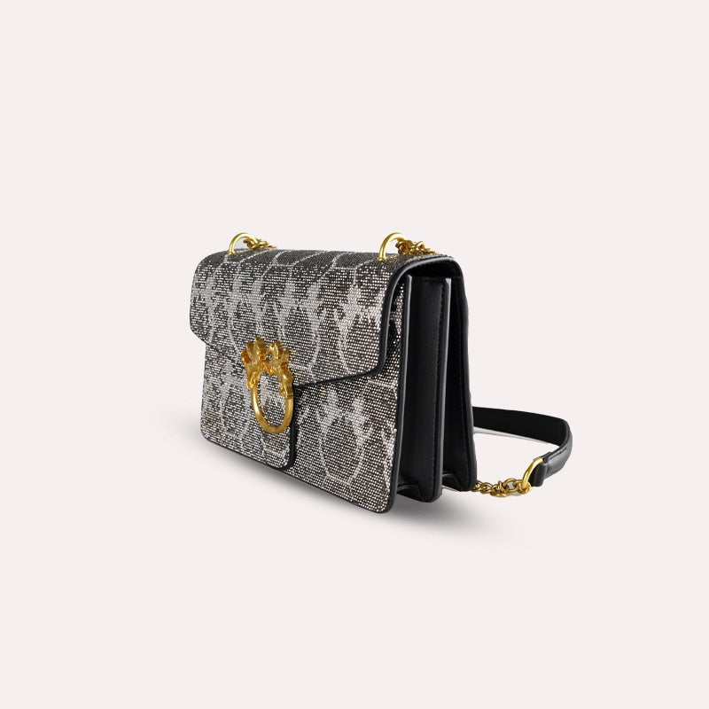 Rhinestone Crossbody Chain Bag - Women's PU Leather Shoulder Bag with Adjustable Chain Strap | Sarah Express