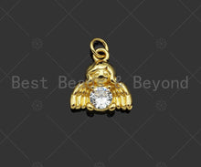 Load image into Gallery viewer, Gold Filled CZ Micro Pave Cute Angel Shape Pendant,18K Gold Filled Angel Charm, Necklace Bracelet Charm Pendant,15x14mm,Sku#LK343