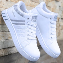 Load image into Gallery viewer, Men's Mid-Top Casual Athletic Sneakers - Synthetic PU Leather Lace-Up Shoes