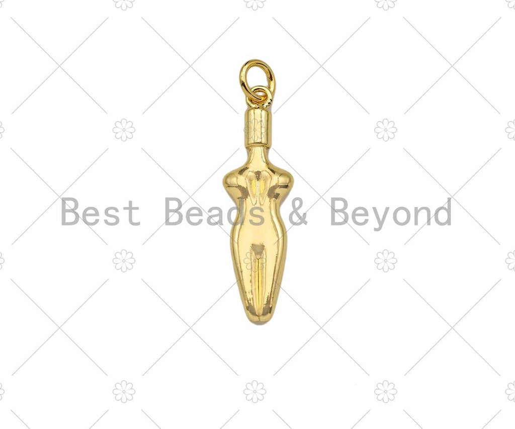 18K Dainty Gold Female Body Pendant,Female Empowerment Charm, Necklace Bracelet Charm Pendant,8x27mm, Sku#LK267