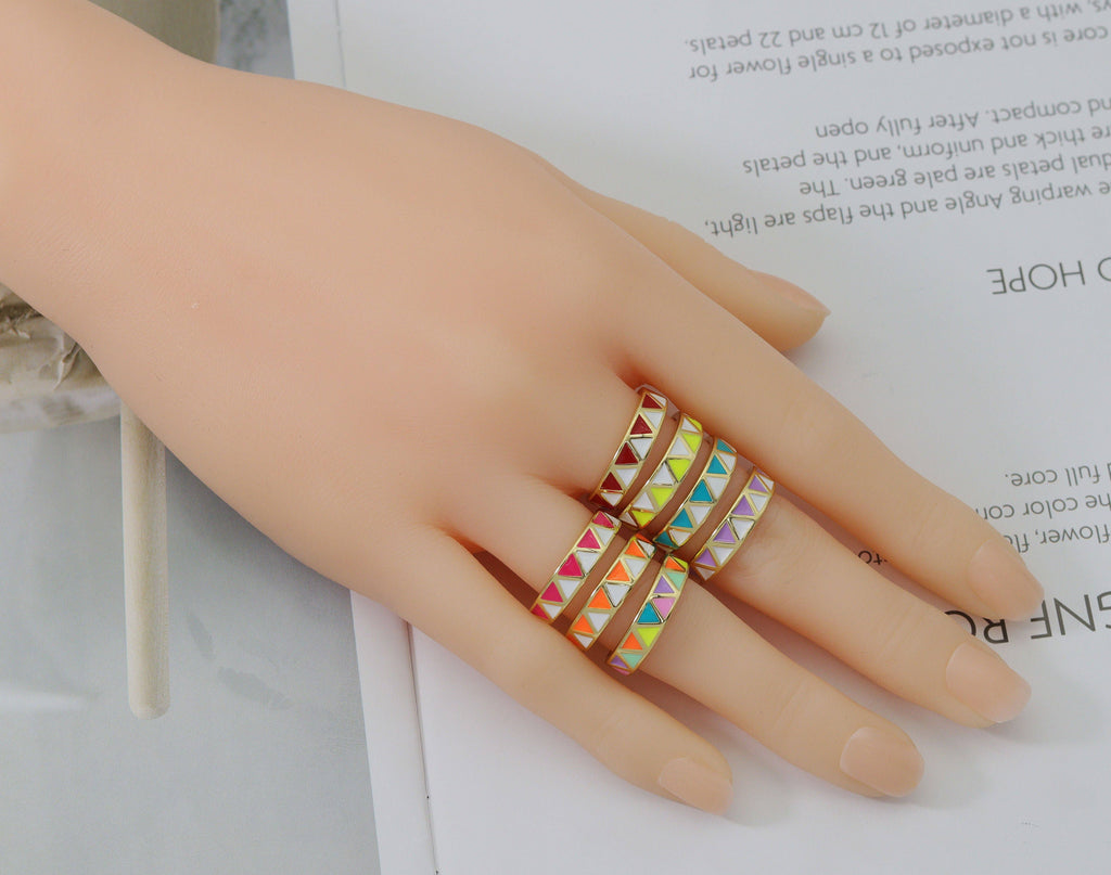 Enamel Triangle Adjustable Ring, Sku#X328