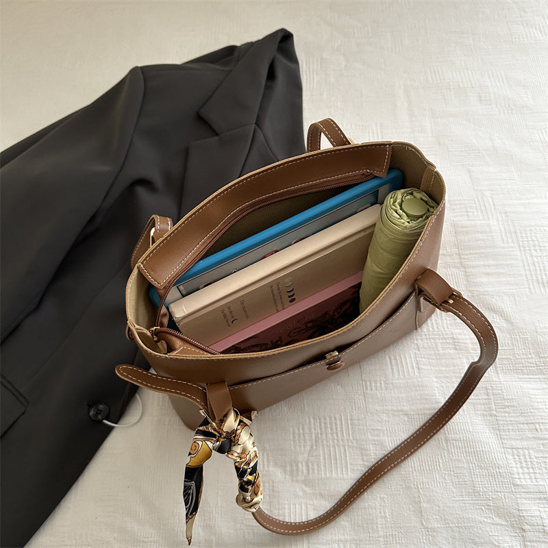 Women's High-Capacity PU Leather Shoulder Bag - Casual Streetwear Handbag with Multiple Pockets
