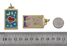 Load image into Gallery viewer, Gold Enamel Evil Eye Heart Moon On Rectangle Charm, Sku#JL111