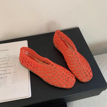 Load image into Gallery viewer, Women's Korean-Style Hollow-Out Round-Toe Flats | Breathable Candy-Color Slip-On Shoes