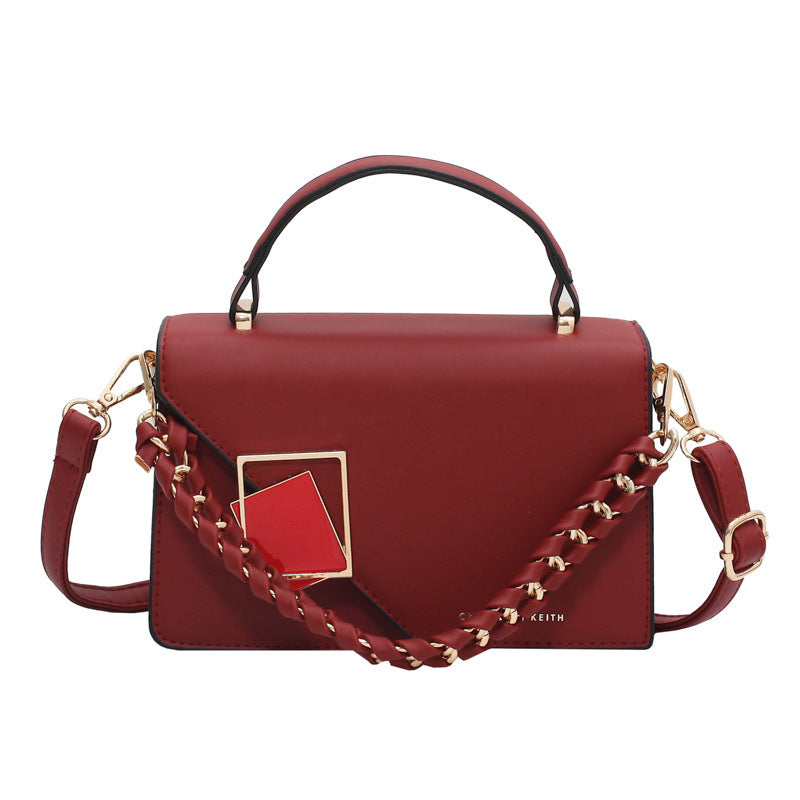 Women's Chain Shoulder Crossbody Bag - Small Square PU Leather Handbag
