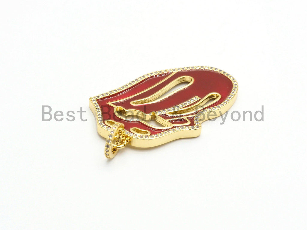 LARGE NEW Enamel Colorful Mick Jagger Rolling Tongue Pendant,CZ Micro Pave Tongue pendant,Enamel pendant,Enamel Jewelry, 32x47mm, #F583