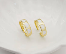 Load image into Gallery viewer, Gold White Heart On Round Adjustable Ring, Sku#LD365