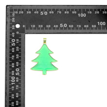 Load image into Gallery viewer, Green Enamel Gold Christmas cedar tree Charm Pendant,Sku#LK1207