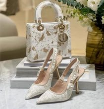 Load image into Gallery viewer, Women's Gold Bow Strap Pointed Toe High Heel Sandals - Elegant Party Heels