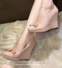 Load image into Gallery viewer, French-Style Vintage Suede Wedge Heels with Metal Buckles - Women's Platform Shoes
