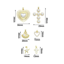 Load image into Gallery viewer, White Pearl Heart White Cross Shell Starfish Charm Pendant,Sku#LD746
