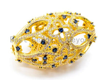 Load image into Gallery viewer, CZ Micro Pave Oval Pendant with Cobalt Gemstone, 40x24mm,SKU#L224
