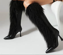 Load image into Gallery viewer, Women's Tassel Stiletto Boots – Suede High Heel Side Zipper Long Boots