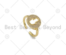 Load image into Gallery viewer, CZ Hamsa Hand On Coin Shape Adjustable Ring, Sku#X217