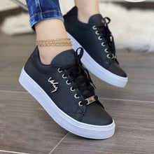 Load image into Gallery viewer, Women's Breathable Lace-Up Flat Sneakers | Patent PU Round-Toe Shoes