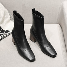Load image into Gallery viewer, Women's Minimalist Over-the-Knee Boots | Square Toe Chunky Heel Side Zipper | Black &amp; Dark Brown