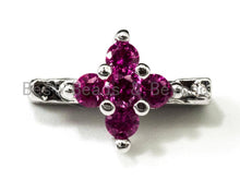 Load image into Gallery viewer, CZ Micro Pave Spacer Beads for Double Strand Necklace Bracelet, Fuchsia/Blue/Green Cubic Zirconia Space Beads, 7x11mm, sku#N41