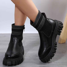 Load image into Gallery viewer, Women's Knitted Mid-Calf Boots | Side Zipper | Non-Slip Rubber Sole | Beige Black Brown