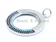 Load image into Gallery viewer, Half CZ Micro Pave Turquoise Black Donut Ring Pendant, CZ Pave Pendant, 25mm, sku#L25
