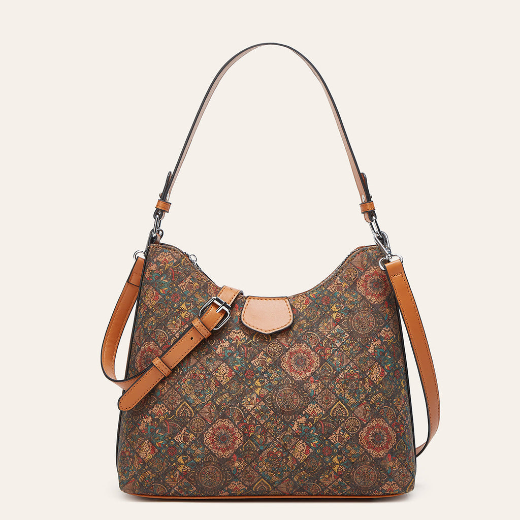 Women's Retro Ethnic Embroidered Tote Crossbody Bag with Multiple Compartments