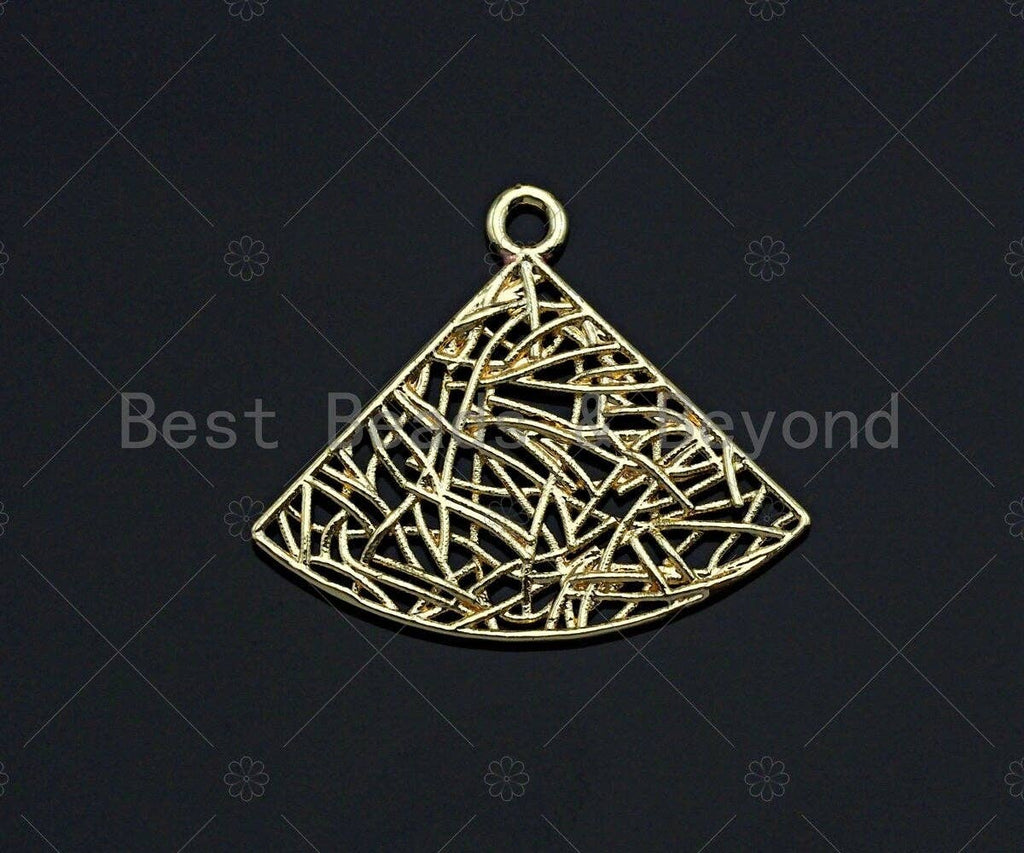 Filigree Gold Lacy Charm, Anchor/Ballerina/Fan/Oval/Triangle Brushed Gold Twisted Wire Charm Pendants for Earrings necklace making, sku#CP07