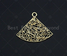 Load image into Gallery viewer, Filigree Gold Lacy Charm, Anchor/Ballerina/Fan/Oval/Triangle Brushed Gold Twisted Wire Charm Pendants for Earrings necklace making, sku#CP07